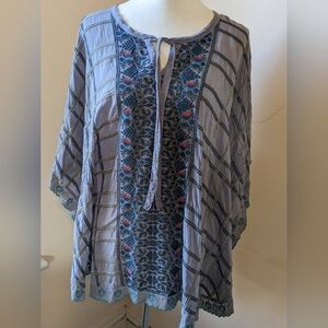 Johnny Was Bohemian Embroidered Tunic Top XL